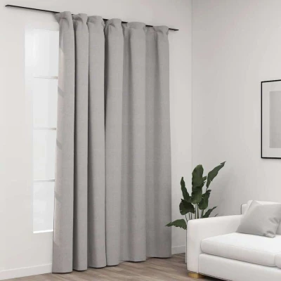Attēls vidaXL Linen-Look Blackout Curtain with Hooks Grey 290x245 cm