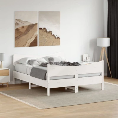 Attēls vidaXL Bed Frame without Mattress White 160x200 cm Solid Wood Pine