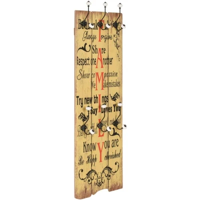 Attēls vidaXL Wall-mounted Coat Rack with 6 Hooks 120x40 cm FAMILY